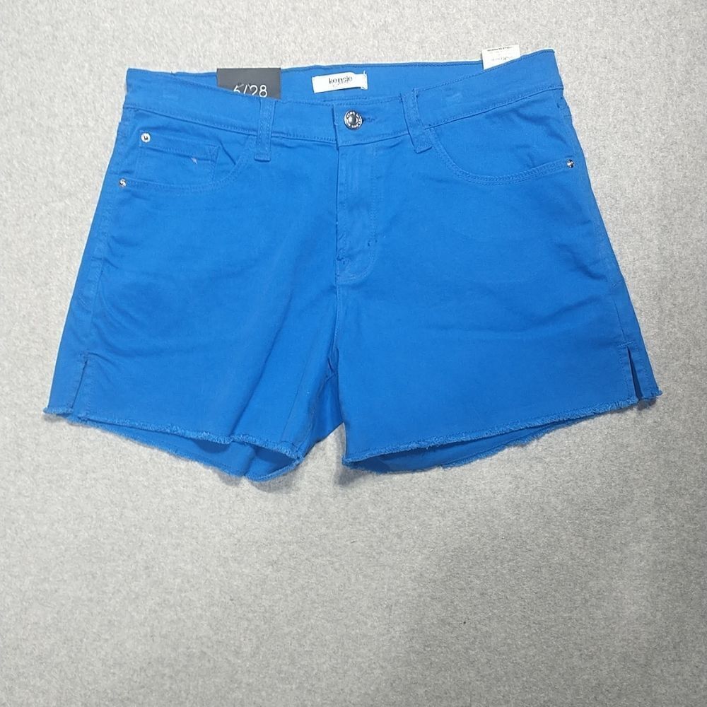 Kensie Jeans Shorts Womens 6/28 Blue Stretch Cotton Raw Cut Off Hem 4 Inseam.